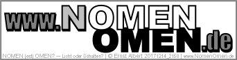 Nomen(-)Omen -Logo mit licht & schattig hervorgehobenem OMEN (u.a. im NOMEN)